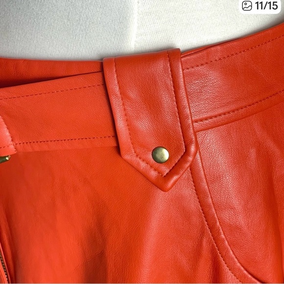 RYEGRASS Orange Vegan Pleated Skirt - Picture 11 of 15